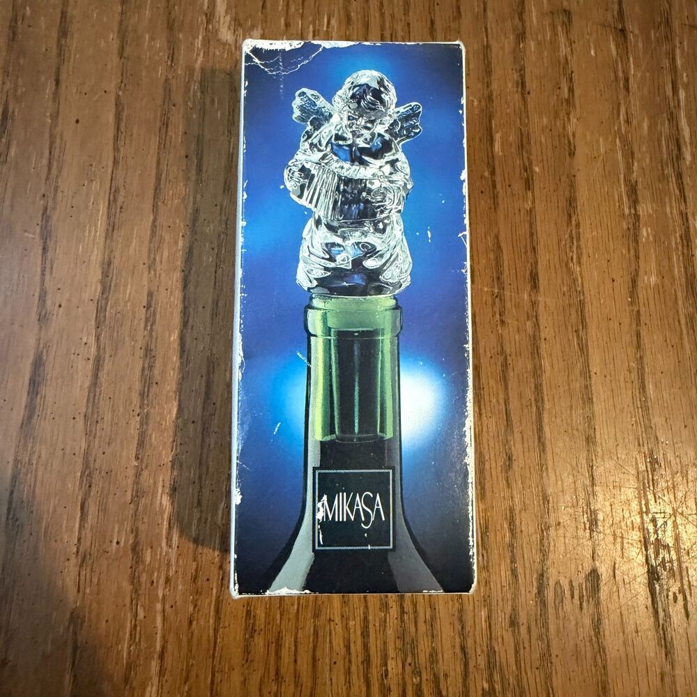 Mikasa Cherub Song Crystal Bottle Stopper T8194/900 Angel Accordion w/ Box